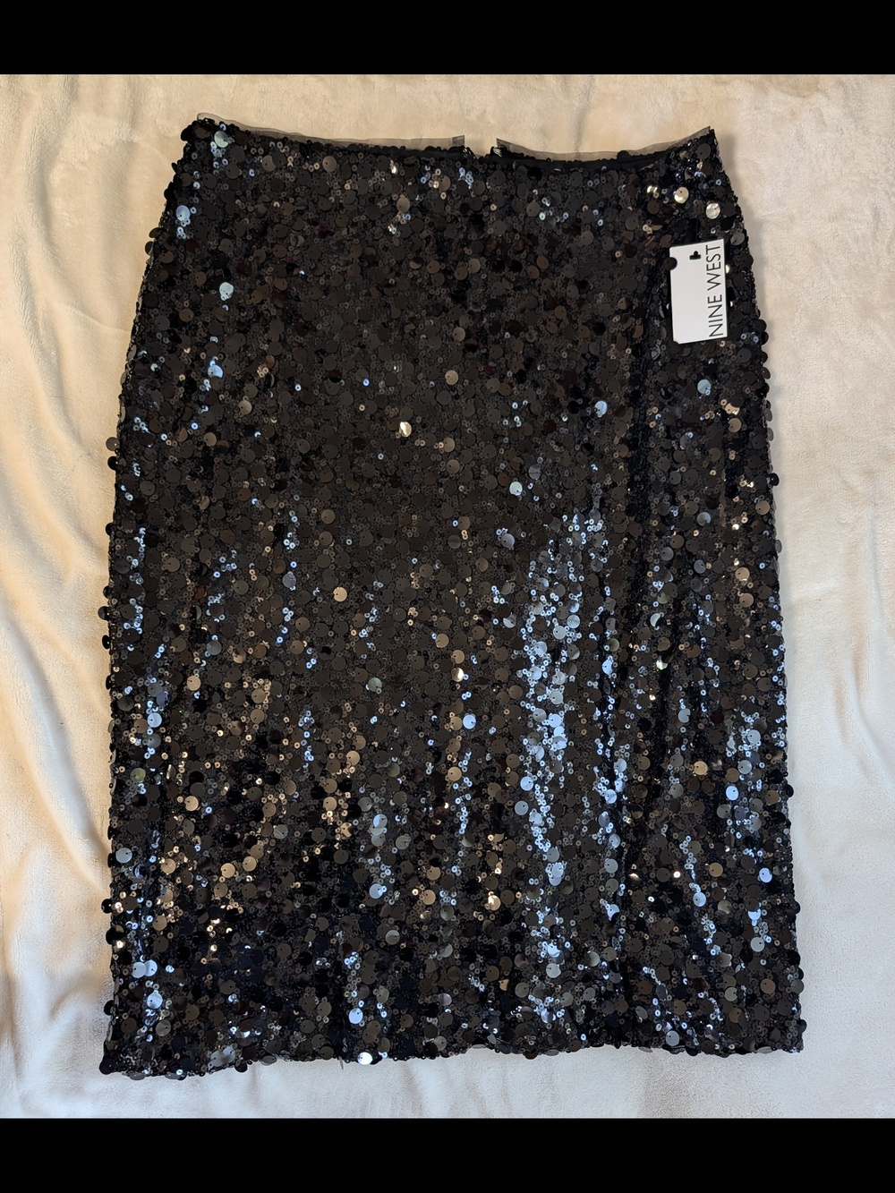 Nine West Black Sequin Pencil Skirt